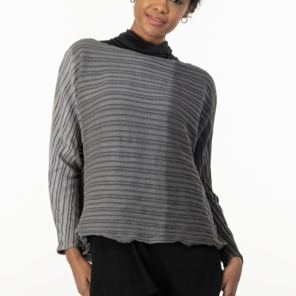 3 Tones Gray Women's Striped Pullover